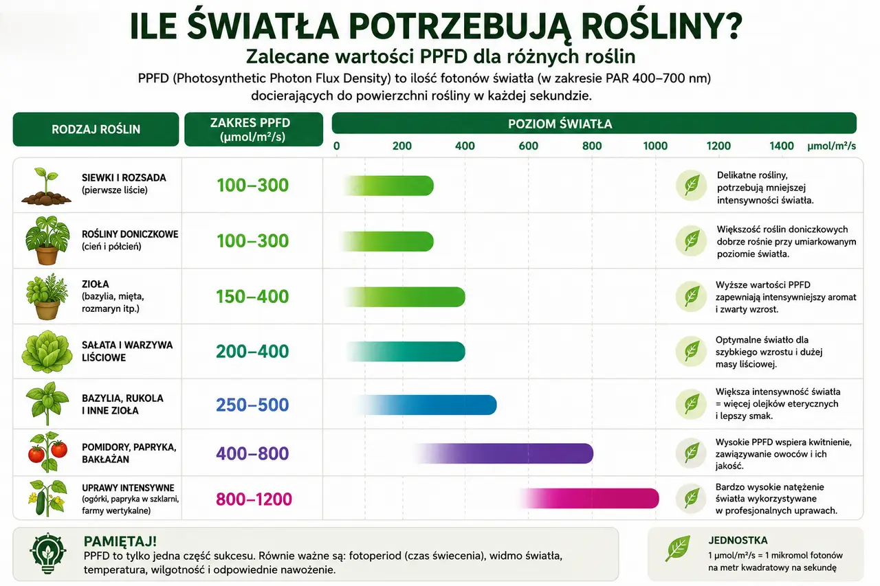 Ile światła potrzebują rośliny