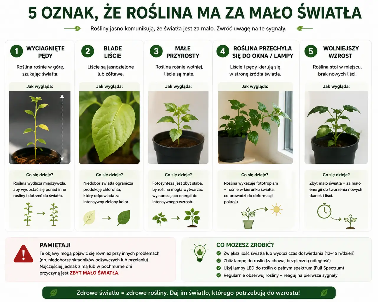 Kiedy roślina ma za mało światła